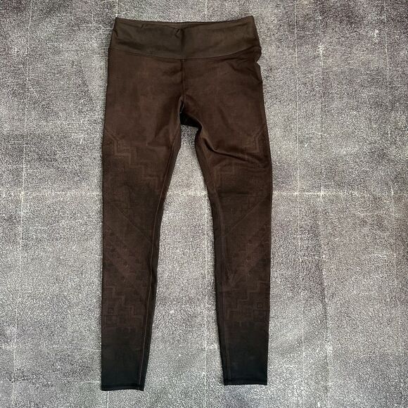 Women's Alo Yoha 7/8 High Waist Brown Tribal Aztec Black Workout Leggings Sz M - Picture 1 of 4